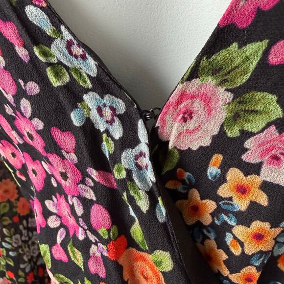 Yumi Kim Floral Print Romper Women's Large Long Balloon Sleeves Flowy Romantic - Picture 8 of 16